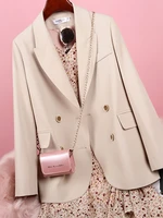 new beige casual all match small suit jacket womens design sense niche suit jacket spring and autumn ladies tops