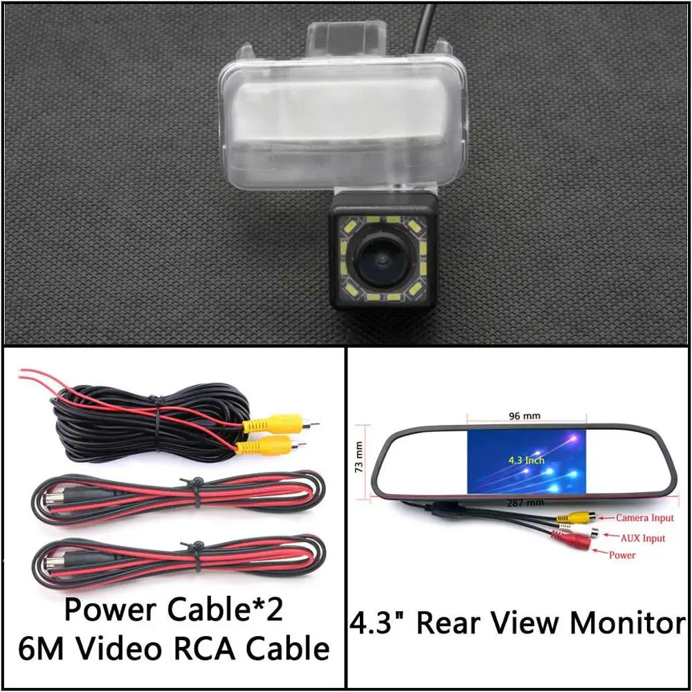 Cam N 4.3 Mirror 12 Светодиодный свет камера заднего вида для Toyota Fortuner Auris Ascent Sport YARiS Highlander CAMRY Kluger парковочная камера заднего вида - Название цвета: Cam N 4.3 Mirror
