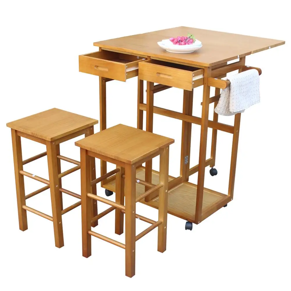 

Dining Table Folding Desktop Child Safe 4-8 Seats Kitchen Cabinet Storage Cart Moveable Wood Kitchen Furniture