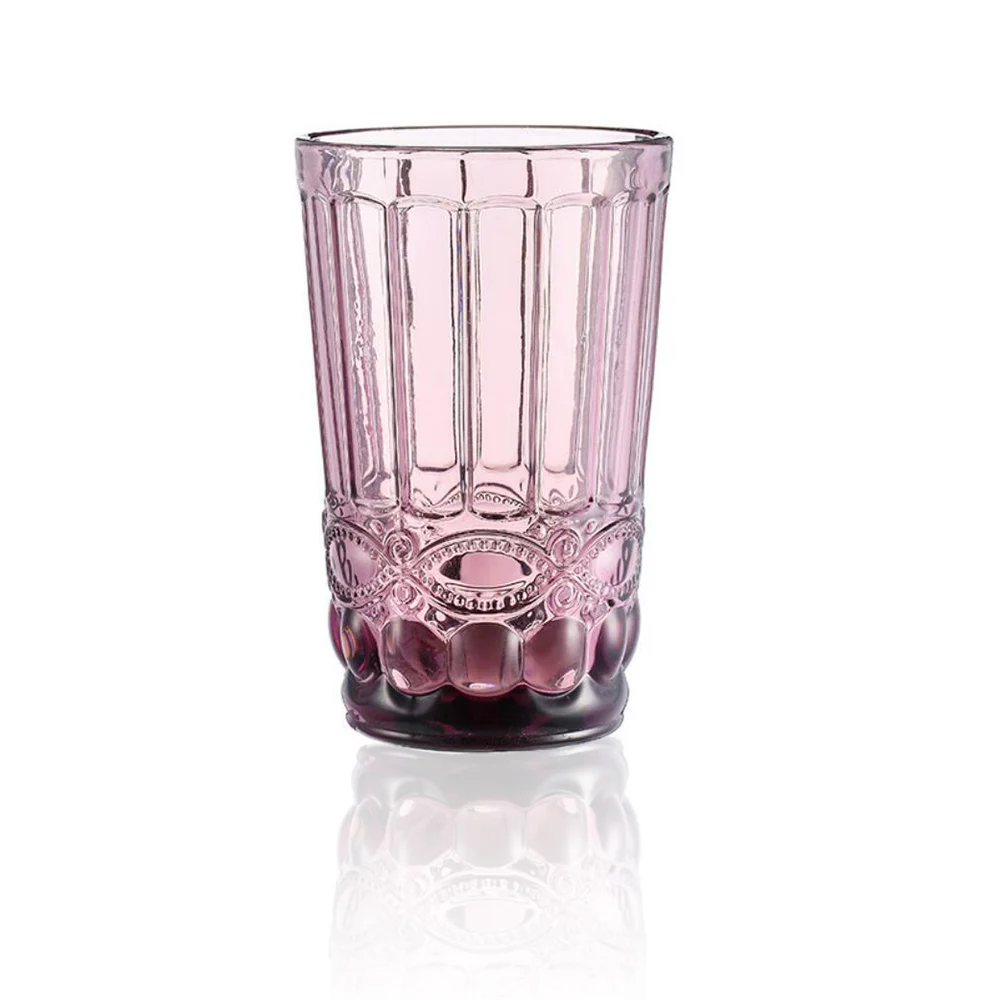 

HPDEAR цветные стаканы для питья 12 Oz, винтажная стеклянная посуда премиум-класса, бессвинцовое стекло, рельефные высокие прозрачные очки для с...