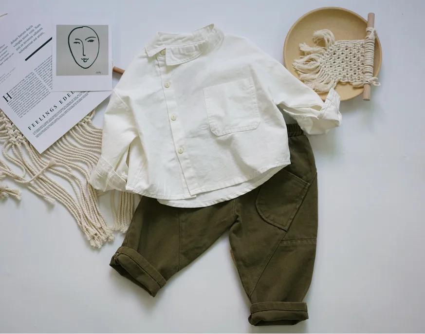 2020 Весенняя блузка для маленьких девочек и мальчиков повседневная льняная