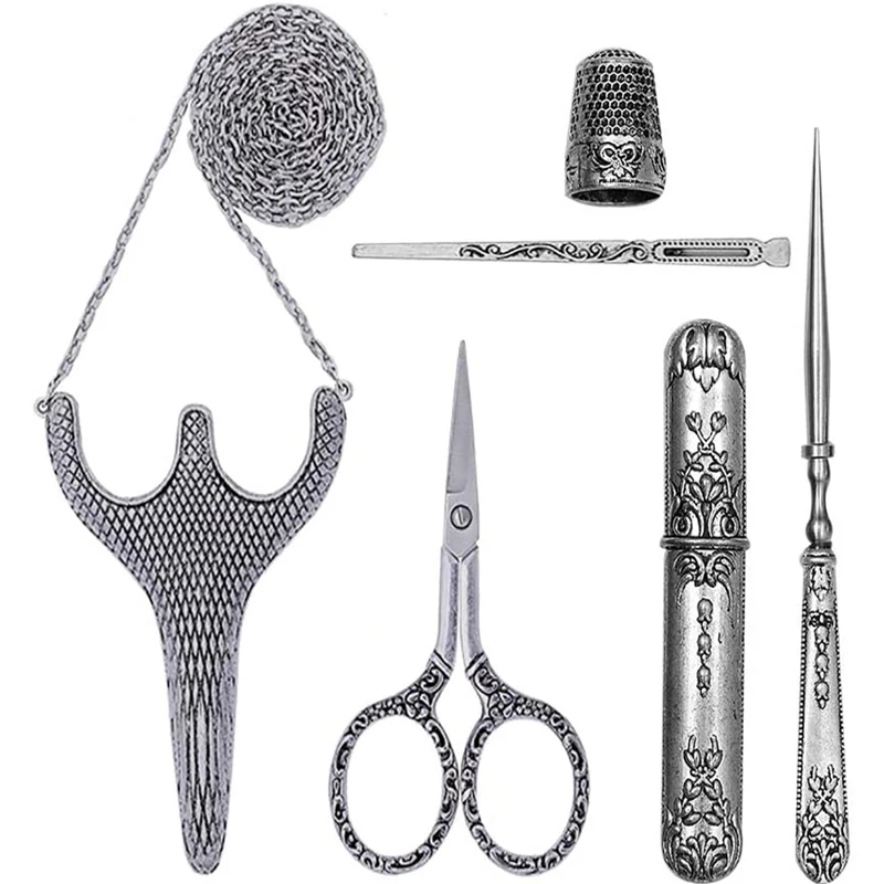 

LMDZ Stainless Steel Safety Scissors,Thread Cutter with Sheath, Sewing Needle Case,Awl,Finger Cot for Sewing,Cutting,Art Work