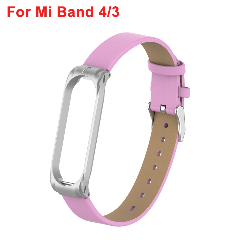 Pink For Band 4 Yuedaer для Xiaomi mi Band 3 4 фитнес-трекер цветной кожаный mi Band 4 3 ремешок черный золотой чехол Модный браслет напульсники - Цвет: Pink For Band 4