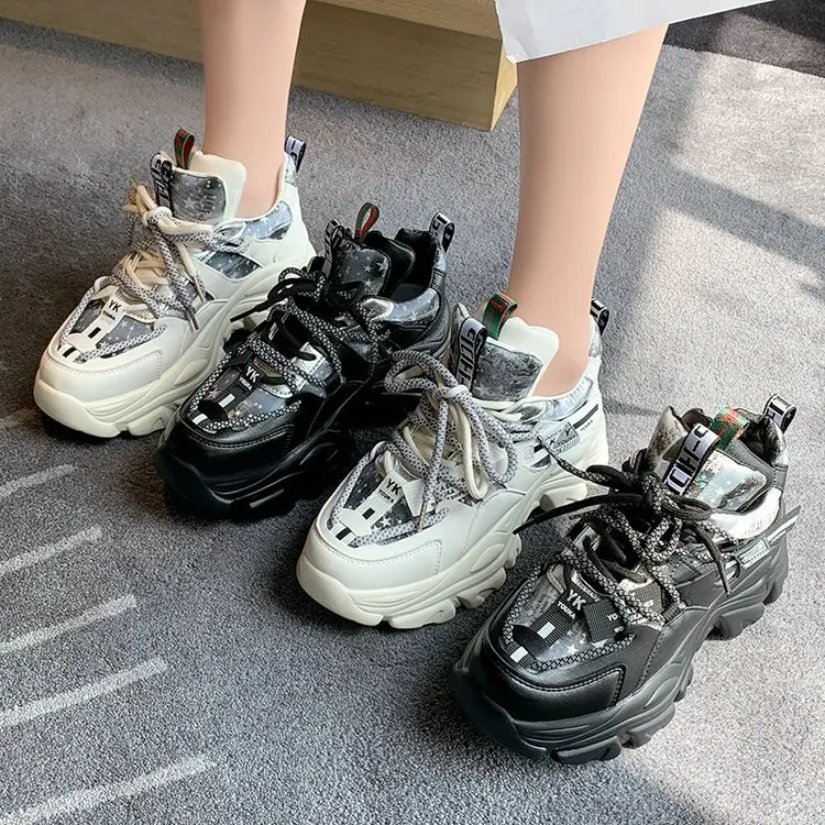 

Дышащие кроссовки, Женские беговые кроссовки, спортивная обувь на толстом каблуке, Ins кроссовки с высокой подошвой, размер 35-40