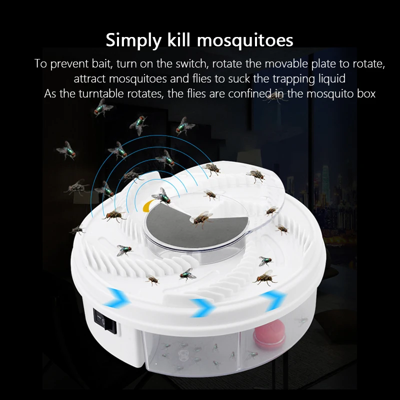 Trampa de moscas el&eacute;ctrica para el hogar, atrapamoscas autom&aacute;tico efectivo, Control de artefactos de captura de insectos, repelente de mosquitos, herramienta mata moscas voladoras-5