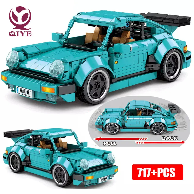 

QIYE City Technical Sports Car Model Building Block MOC Bricks Champions Pull Back Vehicle Education Toys For Children DIY Gifts