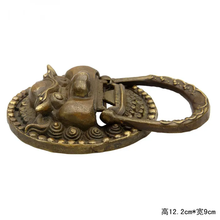 Латунь античная бронза резьба голова льва молоток зверь ручка китайская Чистая