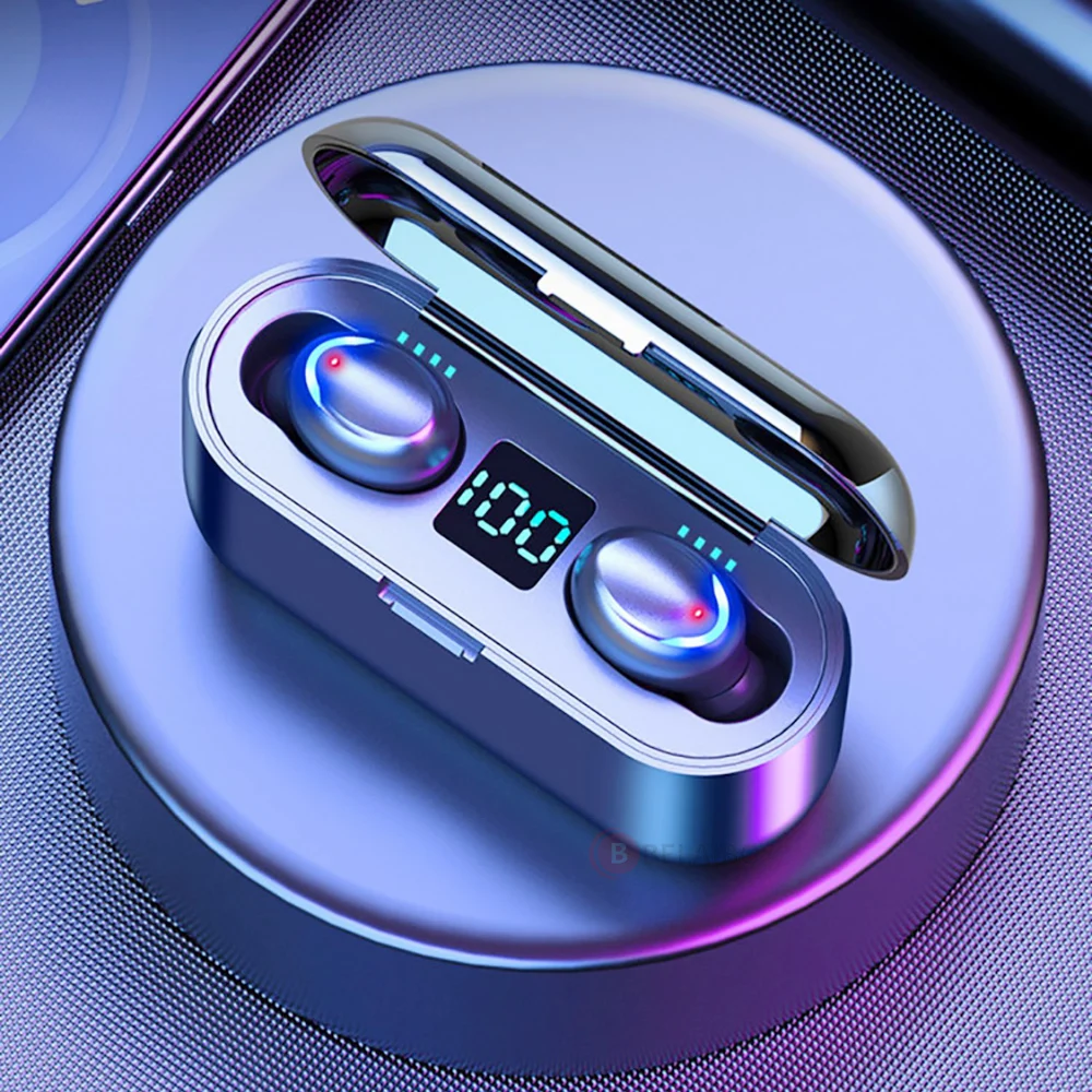 TWS наушники F9 с поддержкой Bluetooth 5 1 и зарядным футляром на 2000 мА · ч|Наушники