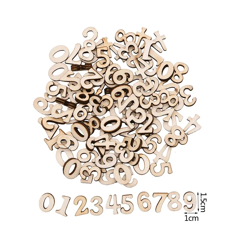 

100pcs Wood English Alphabet Decorative Letters Wooden Numbers Mini Wood Ornaments Scrapbooking DIY Art Crafts for Decoration