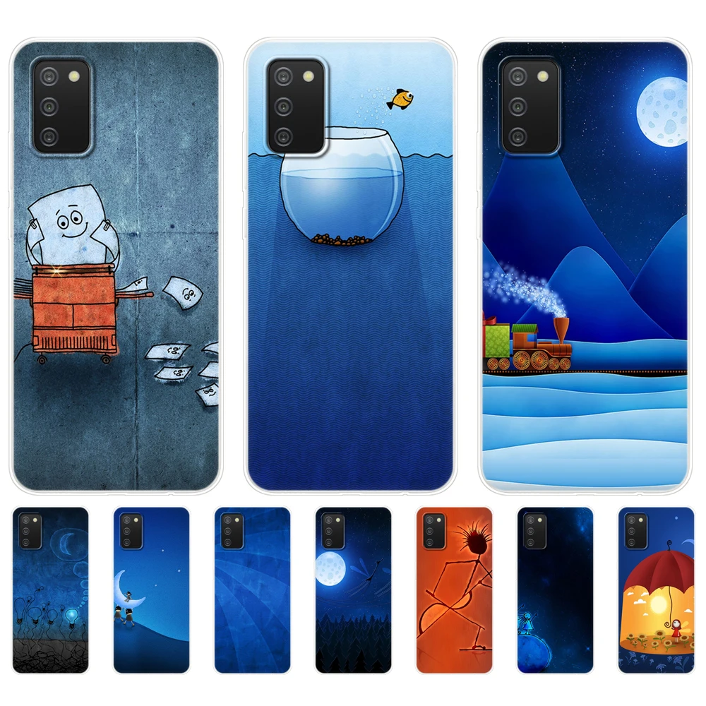 

For Samsung A02s Case Soft Silicon Tpu Back Phone Cover For Samsung Galaxy A02s SM-A025F a025 Cartoon 6.5inch Russian art cats