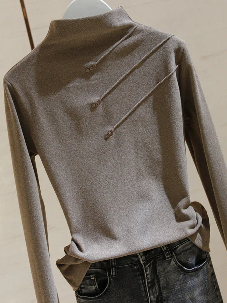 Женская утолщенная Приталенная футболка с высоким воротником осень/зима 2019 плюс