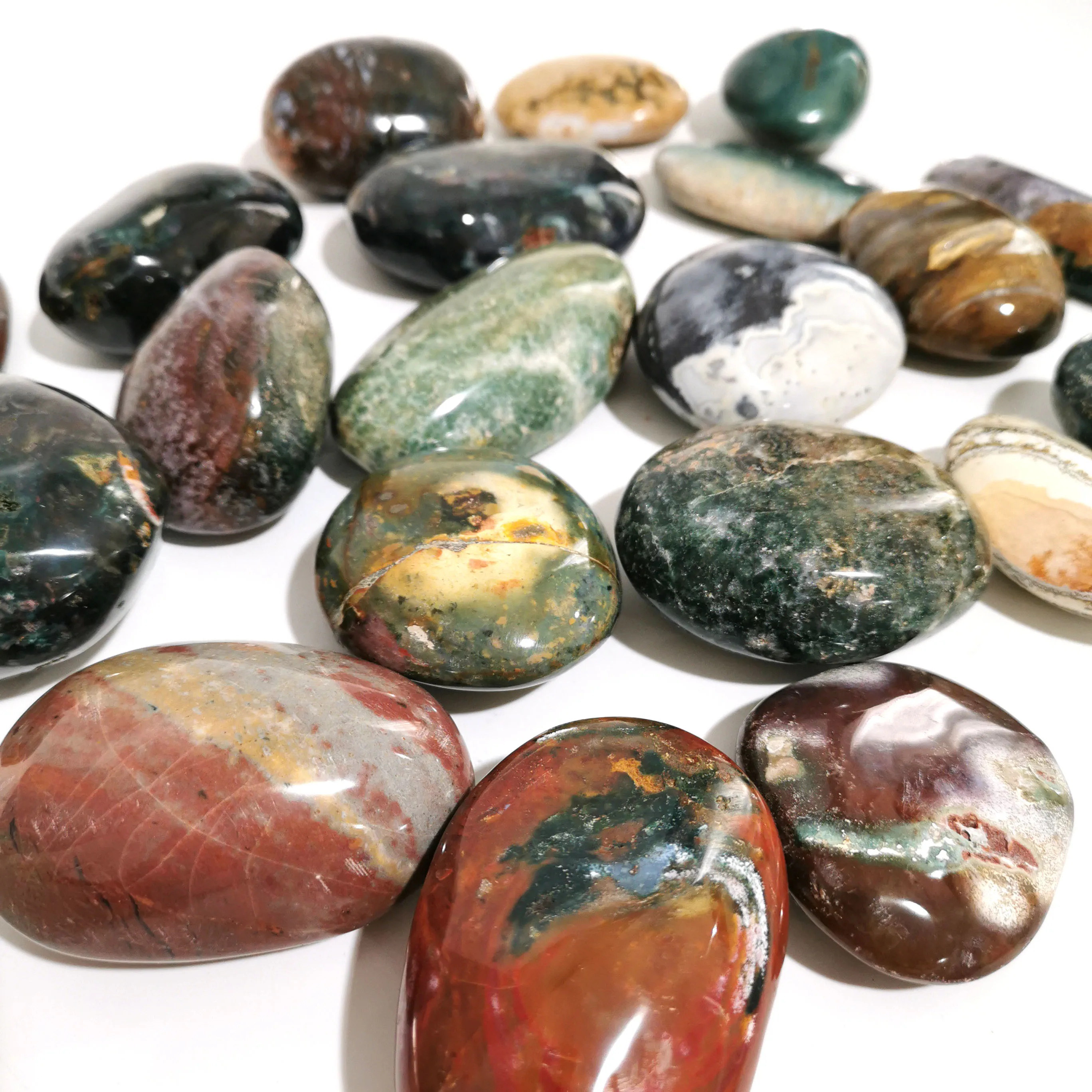 

Natural Energy Reiki Series Ocean Jasper Palm Crystal Carving For Healing LJ