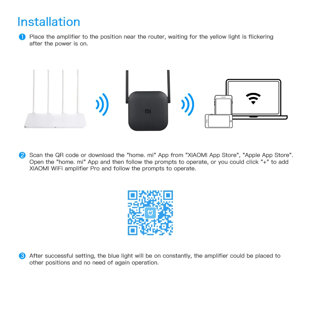 Xiaomi Wifi Versterker Pro 300 Мбит/с усилитель сигнала Wi-Fi повторитель ретранслятор 2 4G Mi
