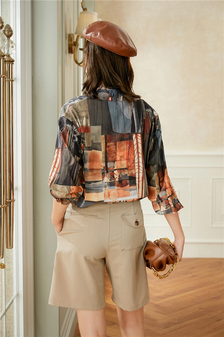

shirts for women Retro printed plus size New Lapel Long Sleeve Loose Fit Fashion Tide Spring Autumn 2020 C15-A
