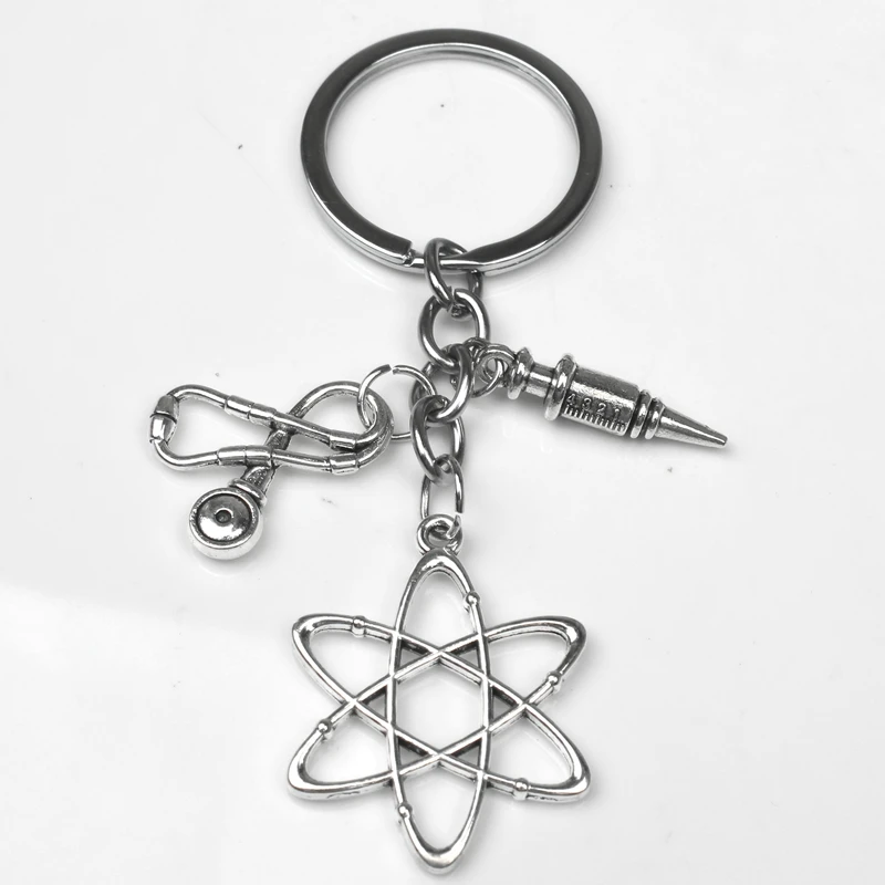 

New design nurse medical box, medical key chain needle syringe, stethoscope cute keychain jewelry gift DIY handmade