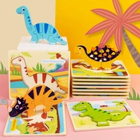 2020 new 3d wooden puzzle variety cute dinosaur styles 3d wood kids education puzzle