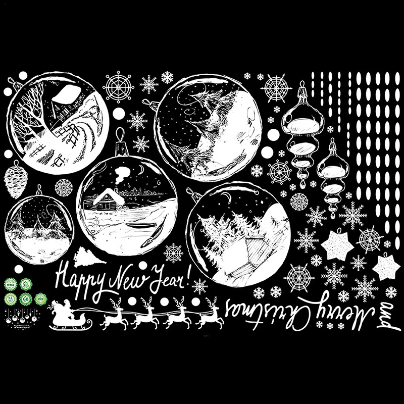 

Christmas Snowball Wall Stickers Removable PVC Window Wall Home Stickers Decal Decoration Accessories