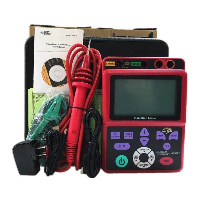 

Smart Sensor AR3127 Multi-Gear Adjustable Megger High Voltage Insulation Resistance Tester 250V to 5000V Megohmmeter Meter