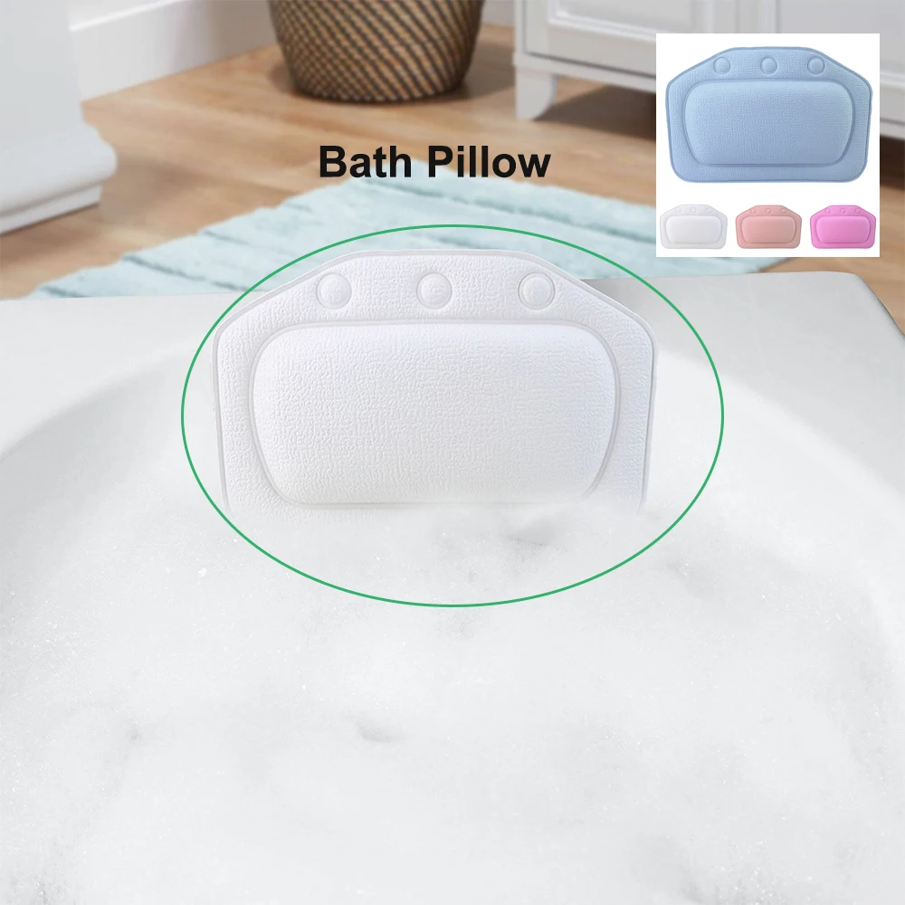 

Bath Pillow Non-slip Spa Bathroom Bathtub Pillow Cushioned Spongy Relaxing Bathtub Cushion Suction Cups Bath Pillows