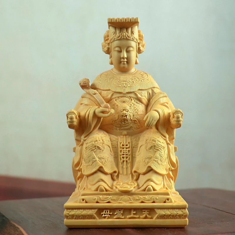 

Mazu Statues Sea Taiwan God Buddha Boxwood Carvings Solid Wood Home Decorations Engraving