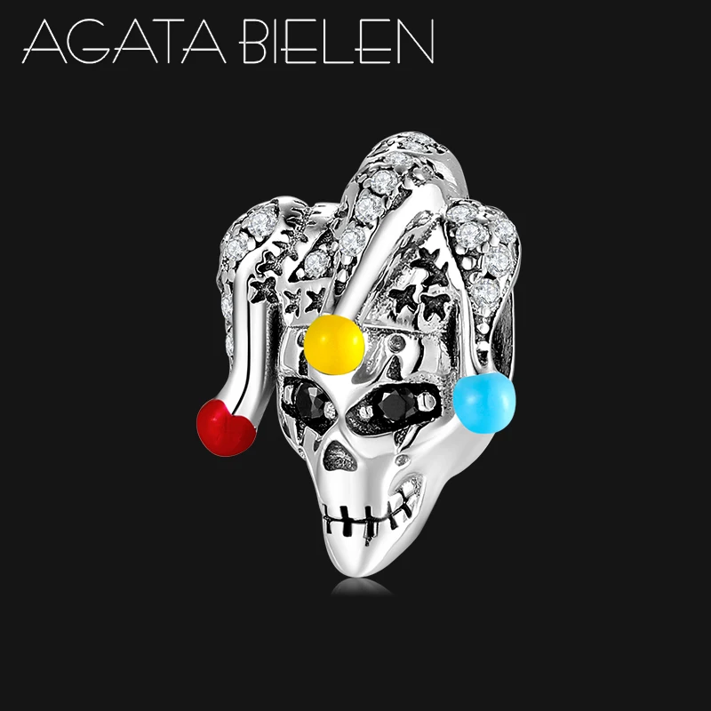 Женский браслет с черепами клоуна из стерлингового серебра 925 пробы кубическим