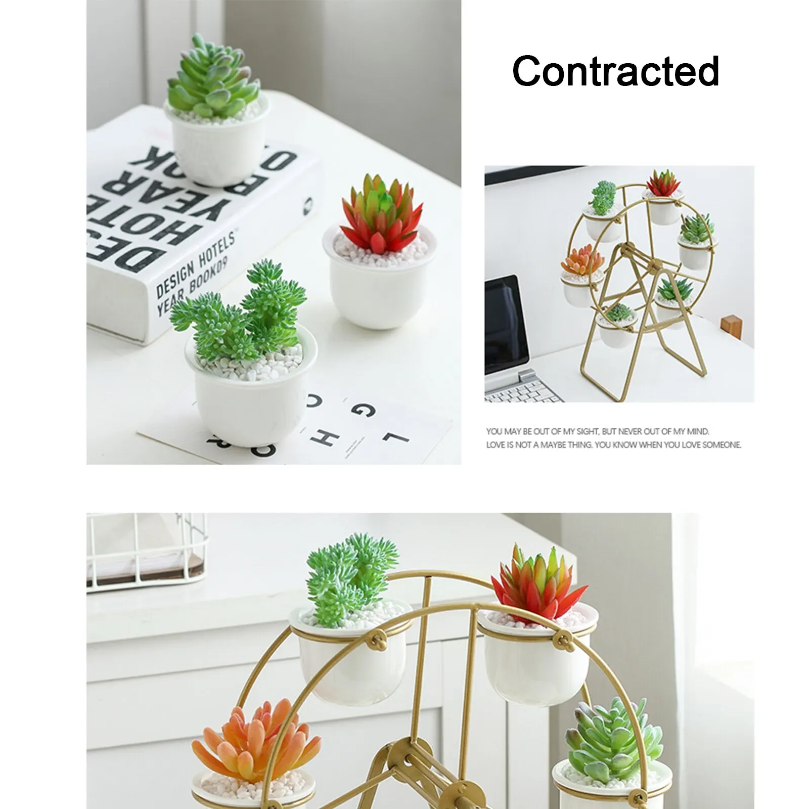 

Green Art Simple Creative Ins Ferris Wheel Iron Ceramic Succulent Flower Pot Nordic Combination Flower Pot Iron Frame Set