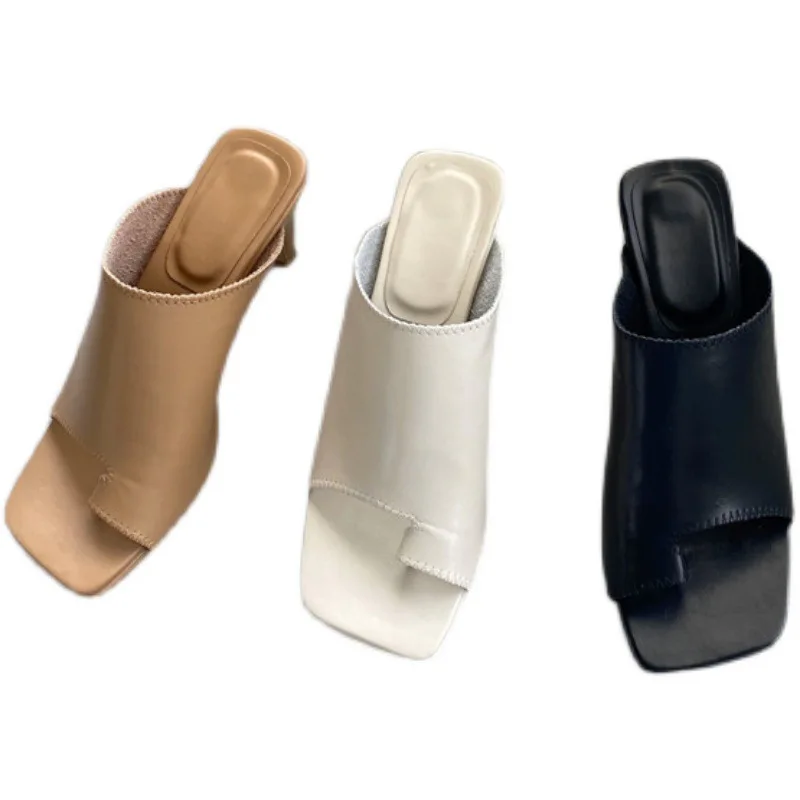 Шлепанцы женские на платформе и высоком каблуке резиновые сандалии квадратный