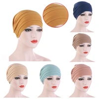 2020 new elastic cotton turban hat pure color women warm winter headscarf bonnet inner hijabs cap muslim hijab femme wrap head