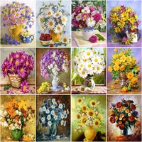 chenistory 5d full square round drill diamond painting flower in vase needlework diamond embroidery handicraft home decoration