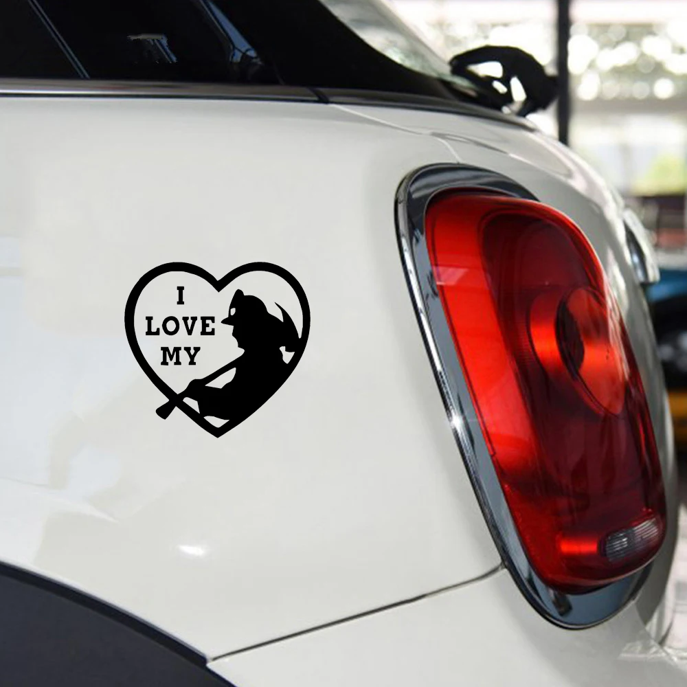Персонализированные модные принты сердце любовь Мой Пожарный я наклейки для
