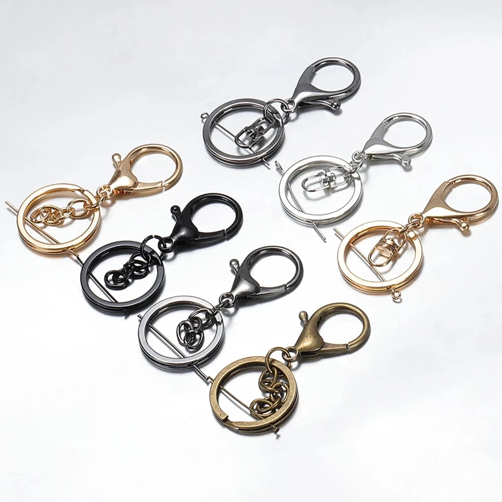 

10pcs/lot 30mm Split Key Ring Bronze Rhodium Gold Plated Lobster Clasp Clips Key Hook Keychain Clasps For DIY Keychains Making
