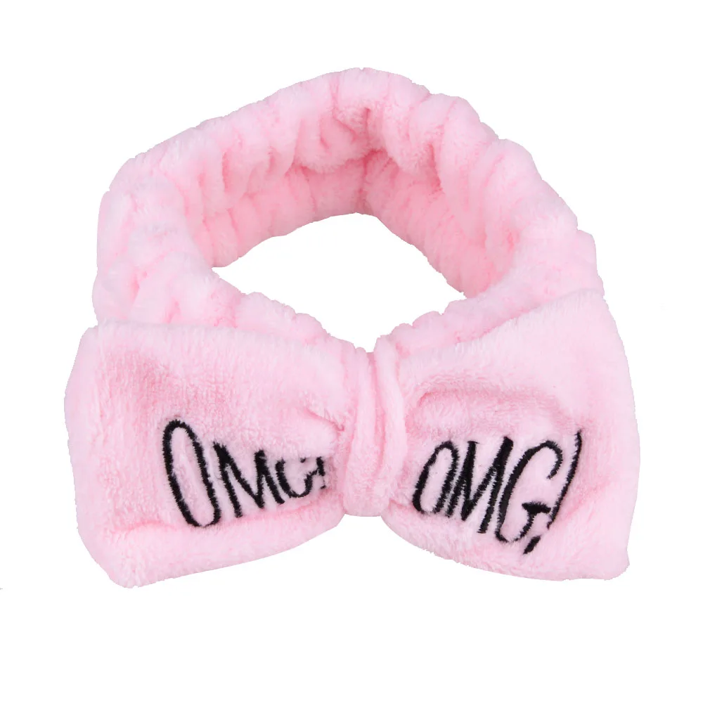 pink Женские аксессуары для волос с буквами OMG, мягкие коралловые Флисовая Повязка, модный держатель для лица, тюрбан, аксессуары для волос - Цвет: pink