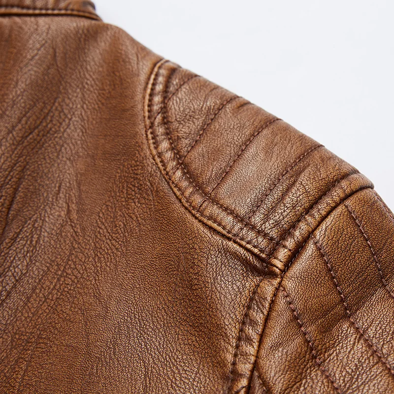 

Leather Jacket Men Winter Zipper Button Pocket Casual Military Cotton Thick Warm Coat Young Punk Outwear 2020 Fashion autumn