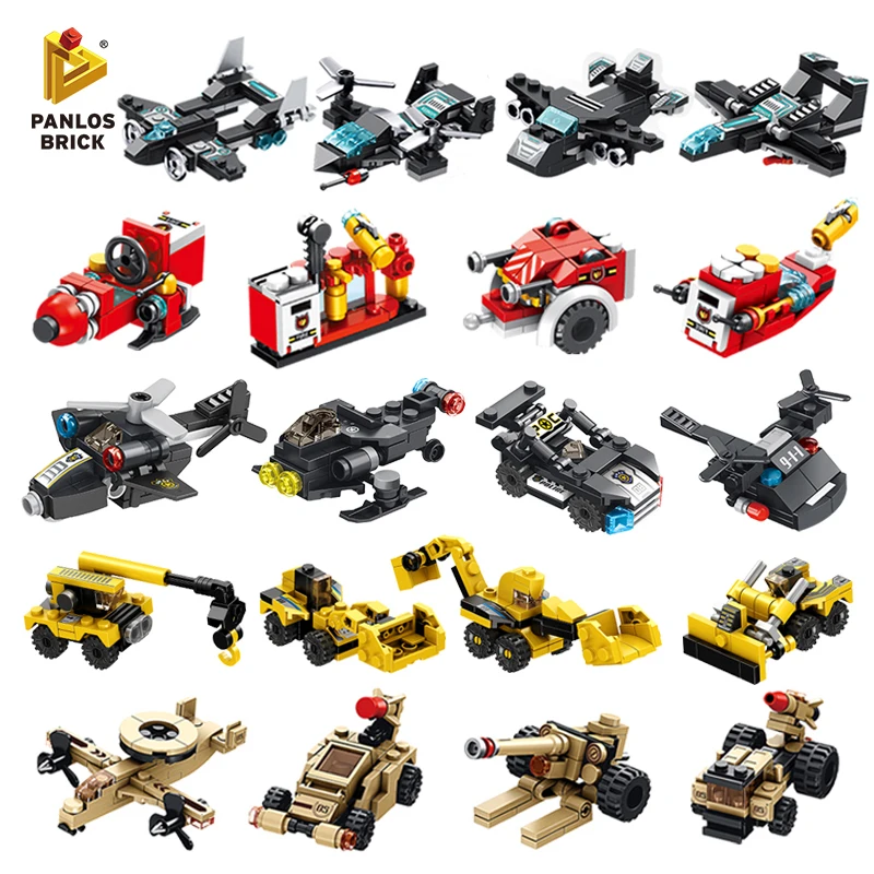 Строительные блоки Пожарная машина полицейский робот укладка игрушки