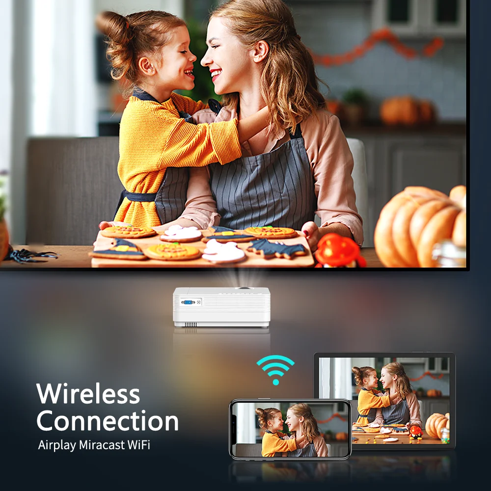 VANKYO Leisure 470 мини-проектор HD 1080P Wi-Fi синхронизирует экран смартфона 250 дюйма с