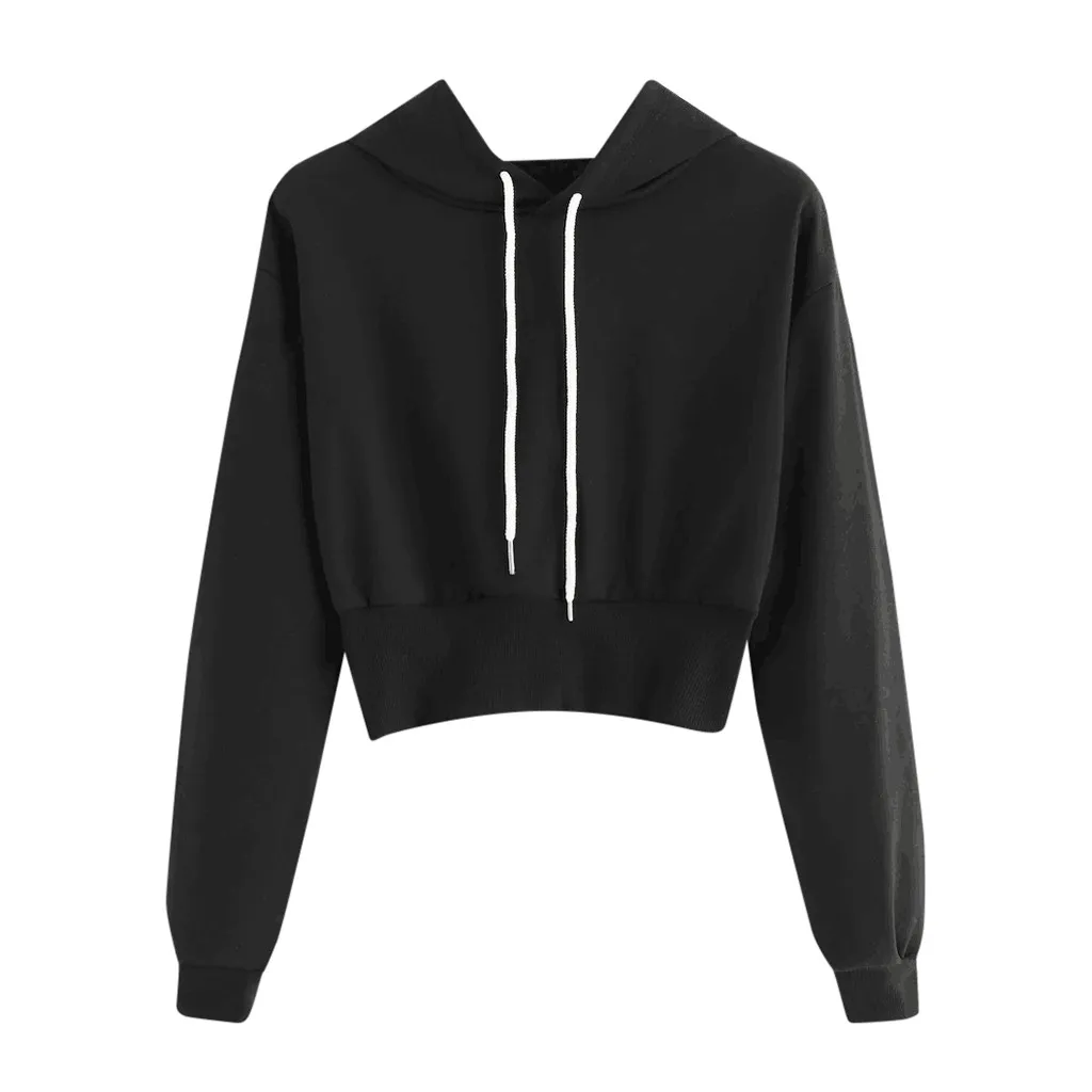 Женская однотонная толстовка с капюшоном повседневный свободный удобный топ