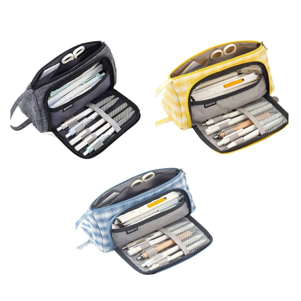 

Large-capacity Canvas Pencil Case Retro Style Literary Cute Multifunctional Stationery Box Compartment Canvas Pencil Case