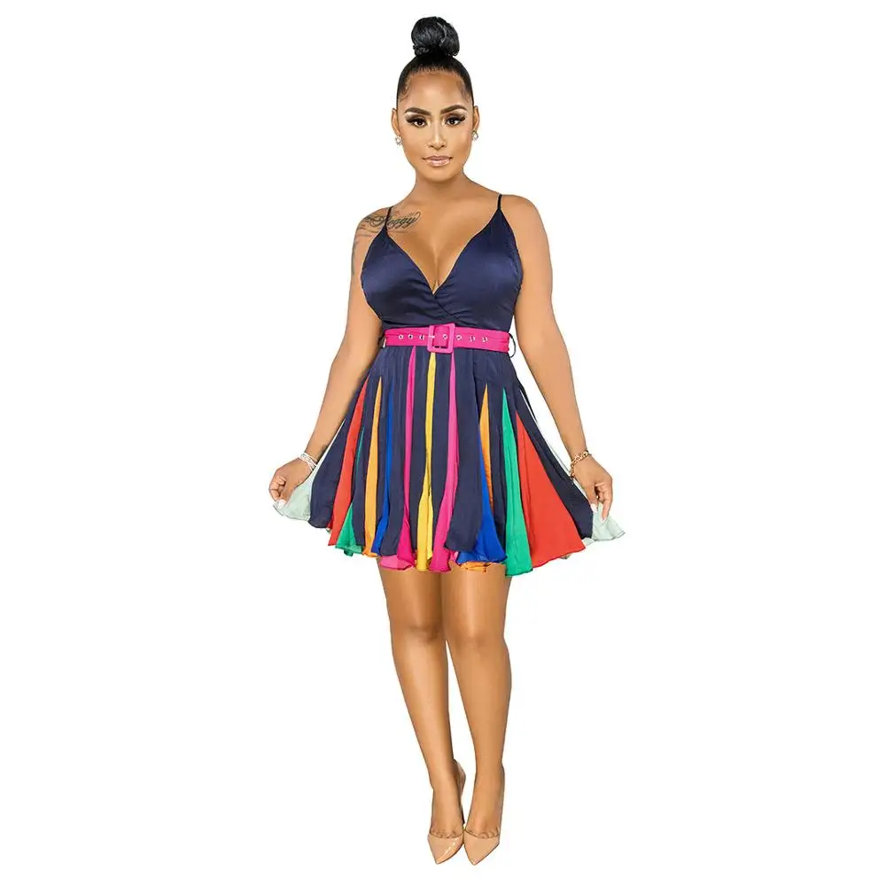 Сексуальное женское платье Adogirl на тонких бретельках с глубоким V образным