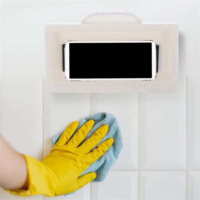 

2pcs Bathroom Wall Mobile Phone Boxes Free Punching Toilet Phone Racks