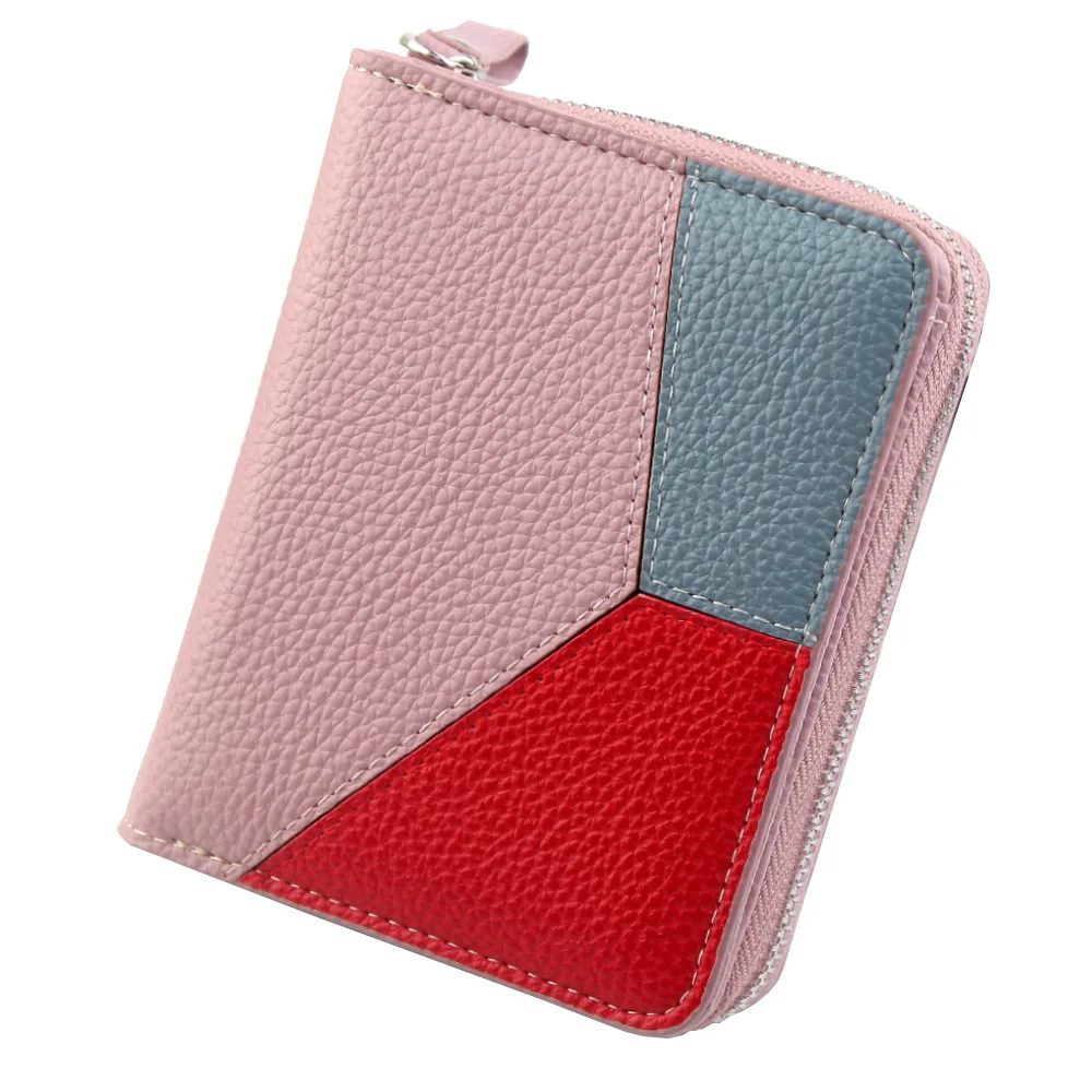 

Women's Short Wallet Fashion Splicing Wallet Trendy Personality Zipper Buckle Card Holder Student Small Fresh Folding Wallet