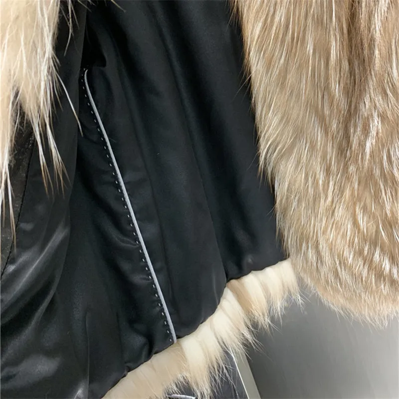 Luxury Brand Red Fox Fur Coat Women Real Fur Short Jacket With Mink Fur Sleeve Female Winter Jacket