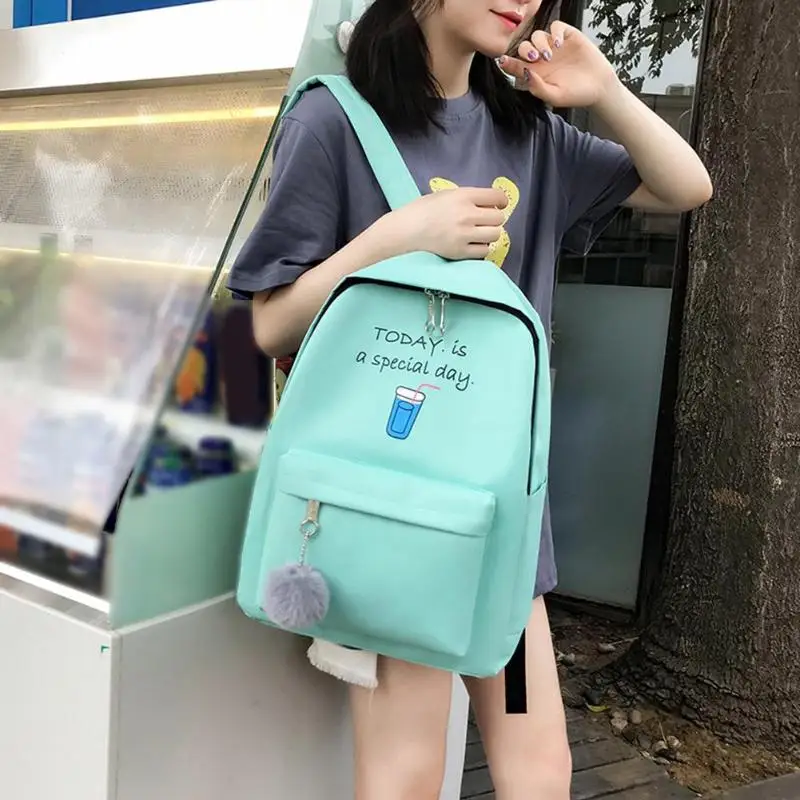 4 шт./компл. холщовый рюкзак с буквенным принтом чехол-карандаш для