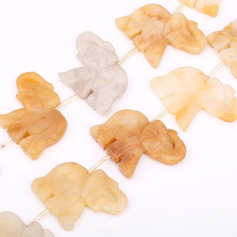 

24~44mm Natural Stone Colorful Agate Sandstone Obsidian Elephant Shape Spacer Beads for Jewelry Making DIY Bracelet Necklace 15"