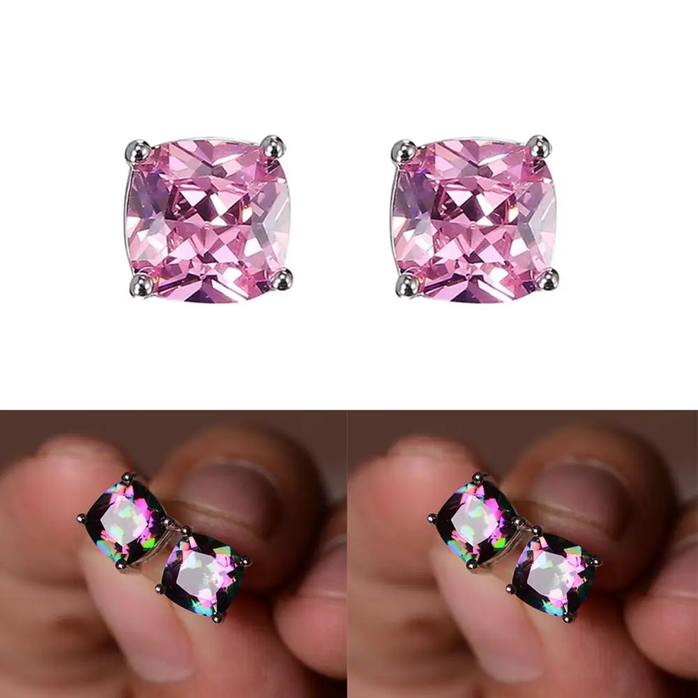 Модные серьги гвоздики в виде красной вишни Стразы радужные свадебные украшения