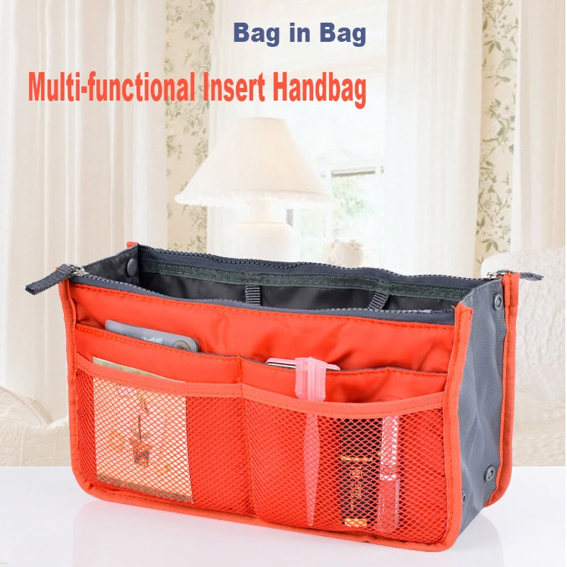 

Lady Makeup Cosmetic Bag Organizer Insert Bag Women Men Casual Travel Bag Insert Organizer Purse Cheap Female Tote Handbag