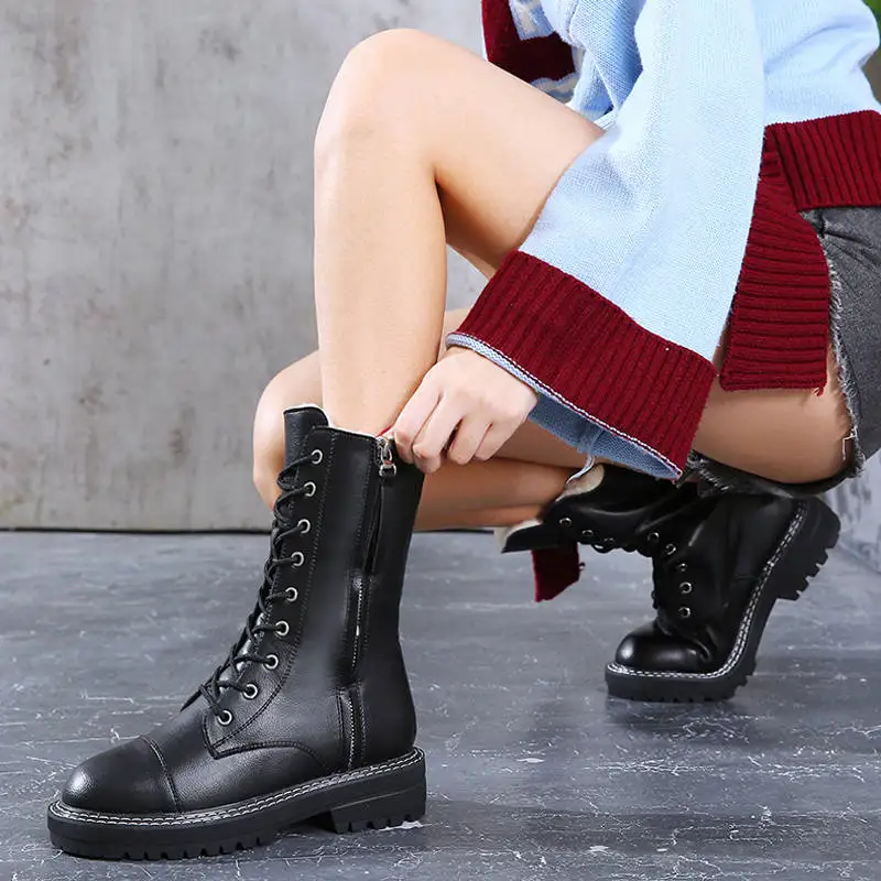 Boots Women Shoes PU Woman Wedge Solid Color Fashion Winter Ankle New Short Fur Warm Sho | Мать и ребенок