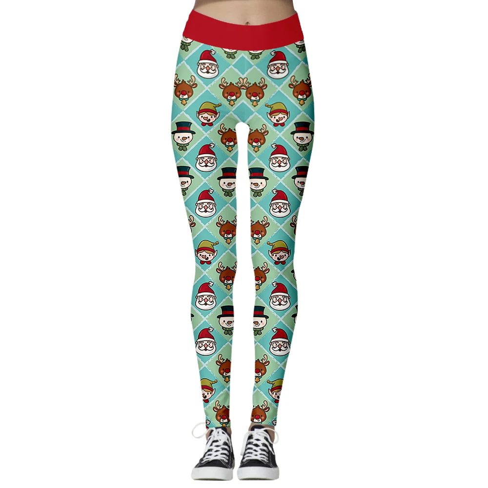 

Xmas Cartoon Santa Leggings Seamless Elasticity Sport Women's Pants Slim Push Up Leggings Joggers Fitness Female Trousers