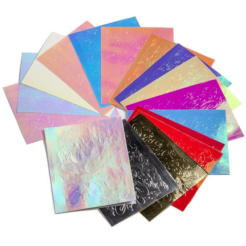 Bittb 16 шт. голографические огненные наклейки для дизайна ногтей Фольга Клей DIY