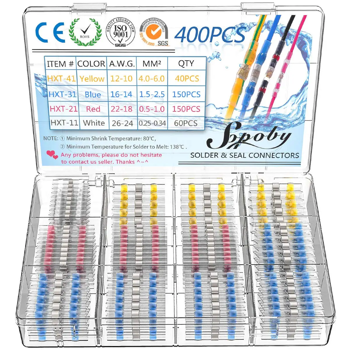 400 шт. провода для пайки Разъемы-Терм усадочная припоя стыковые