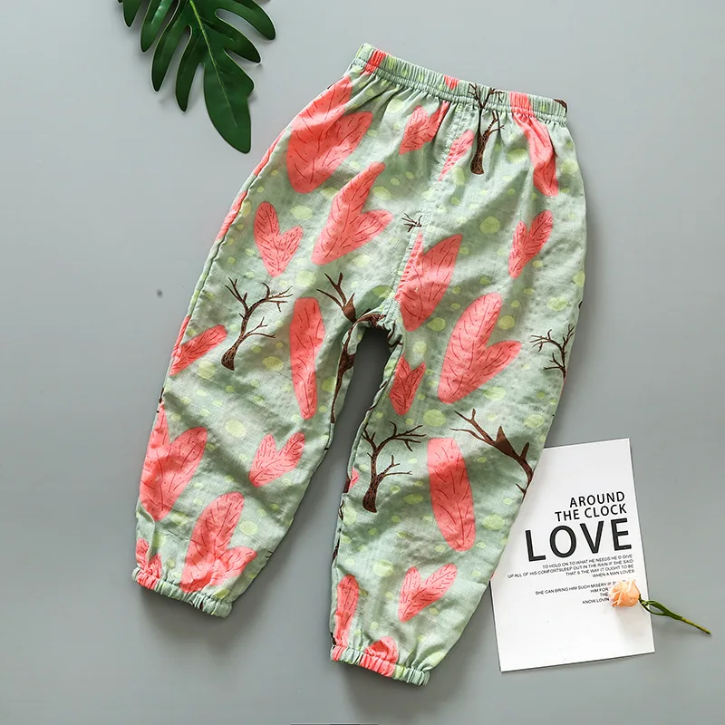 Детские летние хлопковые брюки с защитой от комаров шаровары для мальчиков и